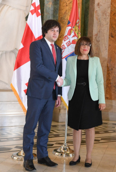 28. mart 2019. Predsednica Narodne skupštine Maja Gojković sa predsednikom Parlamenta Gruzije Iraklijem Kobahidzeom